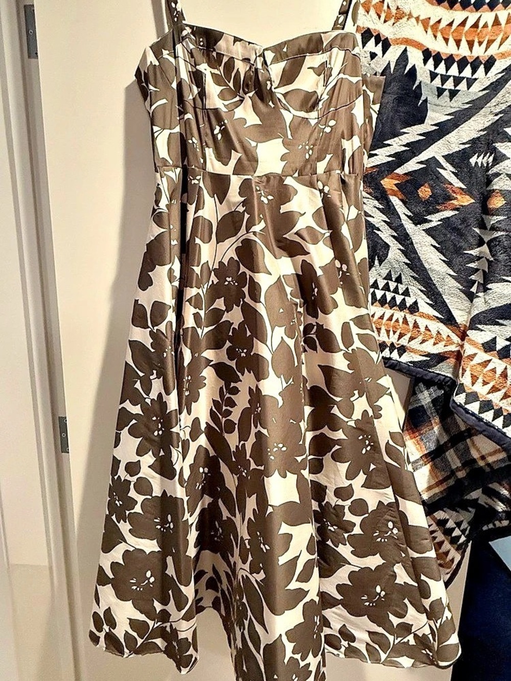 J.Crew Floral Midi Dress in Brown & Cream Size 14